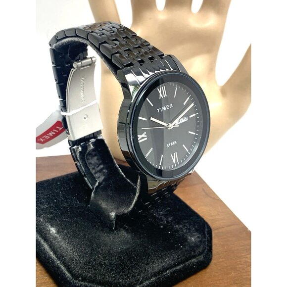 Timex Men's Watch TW2T50400 Quartz Black Dial Day Date Stainless Steel 41mm - Picture 14 of 14